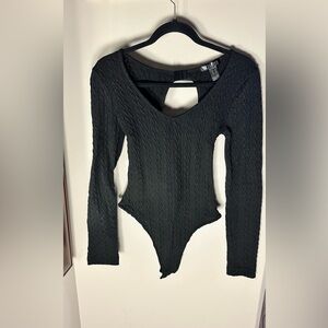 Revamped Textured Black Bodysuit